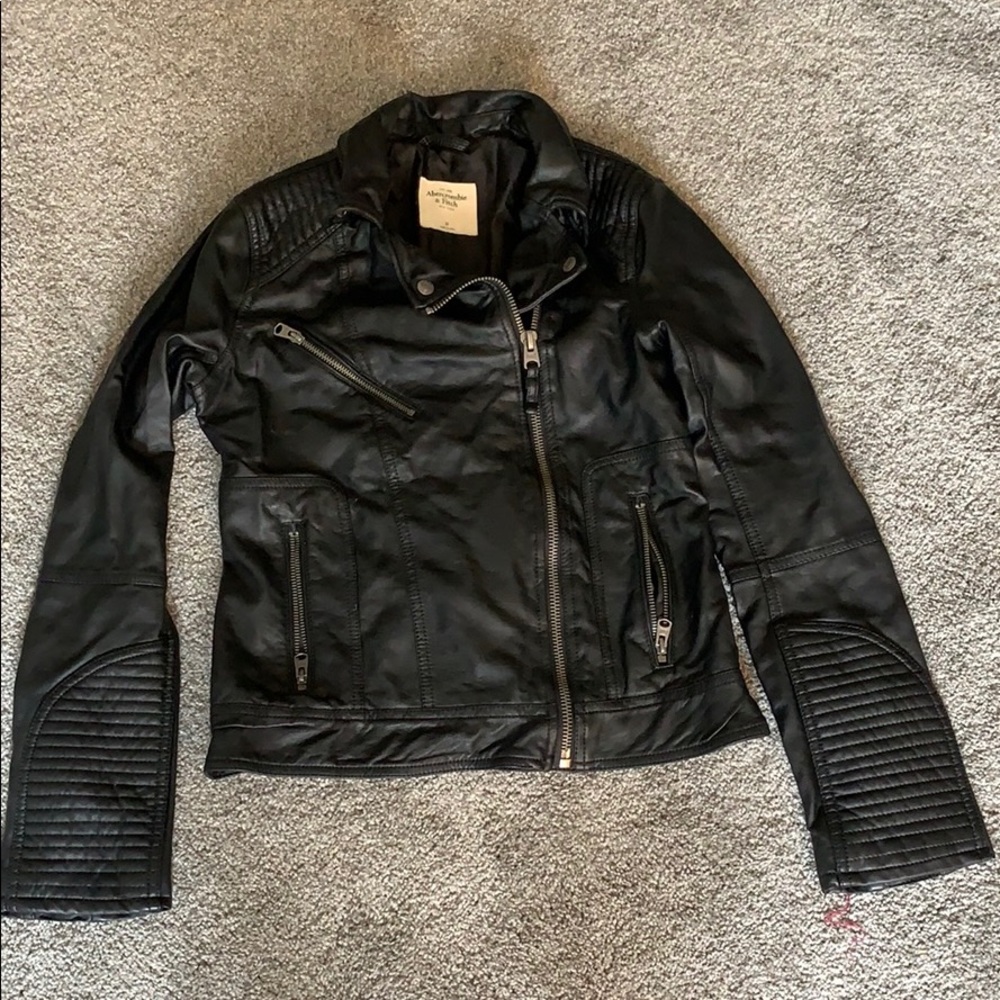 Abercrombie and Fitch black leather jacket